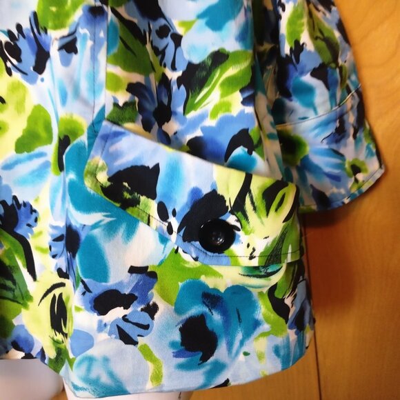 Notations Women's XL 3/4 Sleeve Button Front Floral Lined Lightweight Blazer - Picture 3 of 7